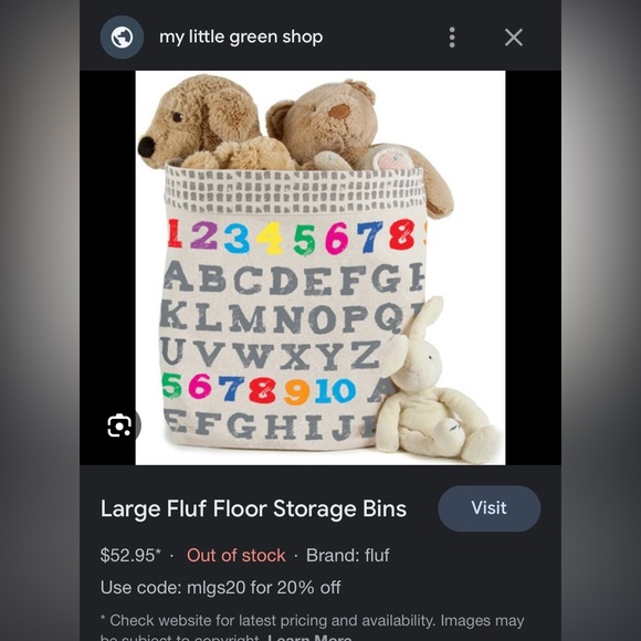 Two Fluf brand 100% organic cotton storage bags. One for $20 or Two for $30 - Picture 5 of 5